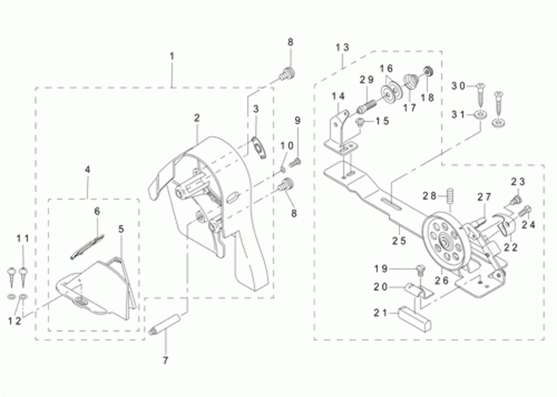 DLN-5410N - 9. BELT COVER & BOBBIN WINDER COMPONENTS