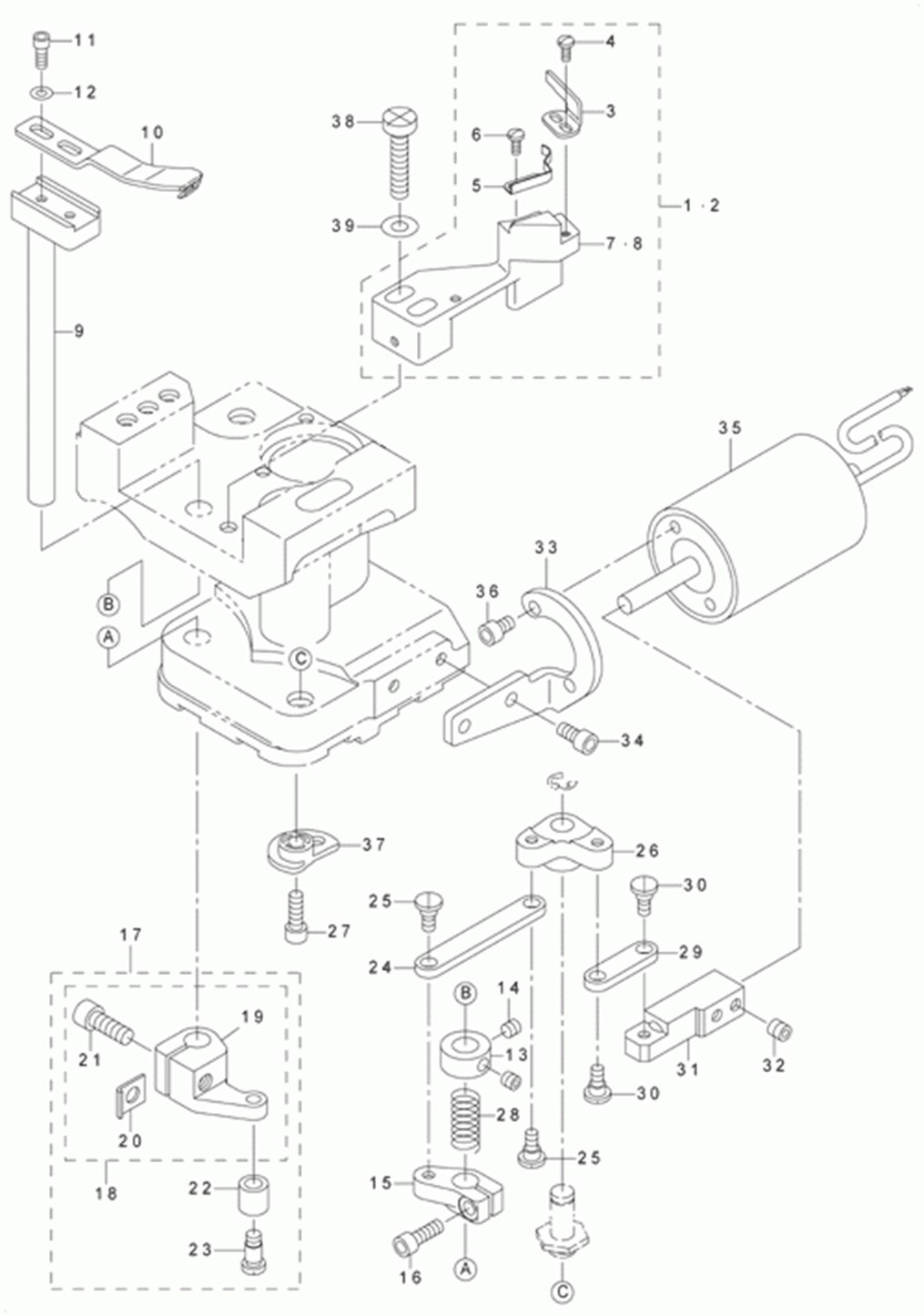 LU-2260N-7 - 8.LEFT HOOK SHAFT BASE THREAD TRIMMER COMPONENTS(FOR LU-2260-)