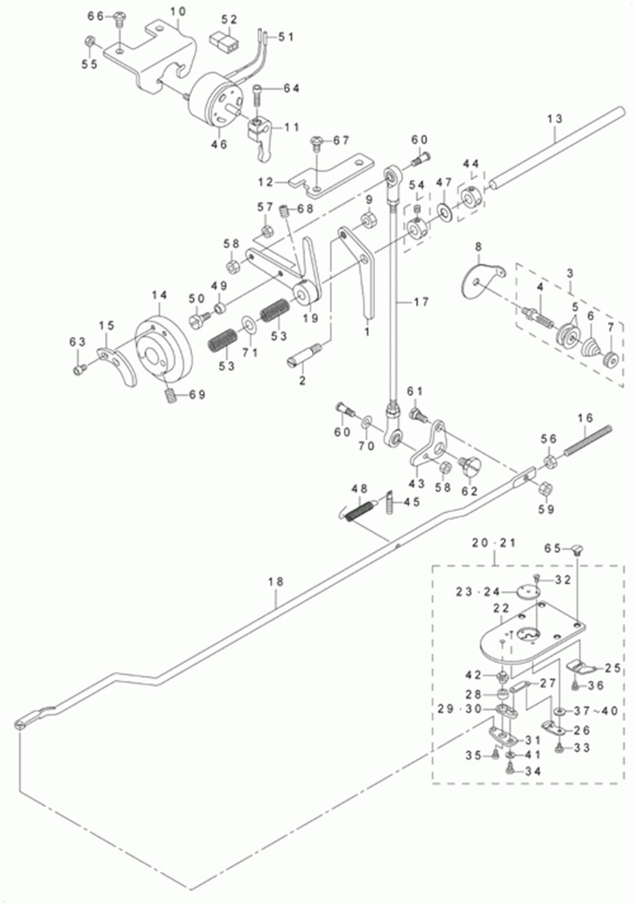 AMS-215D - 8.TENSION RELEASE & THREAD TRIMMER MECHANISM COMPONENTS