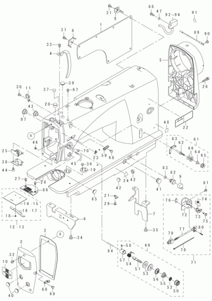 DLN-9010SS - 1. MACHINE FRAME & MISCELLANEOUS COVER COMPONENTS