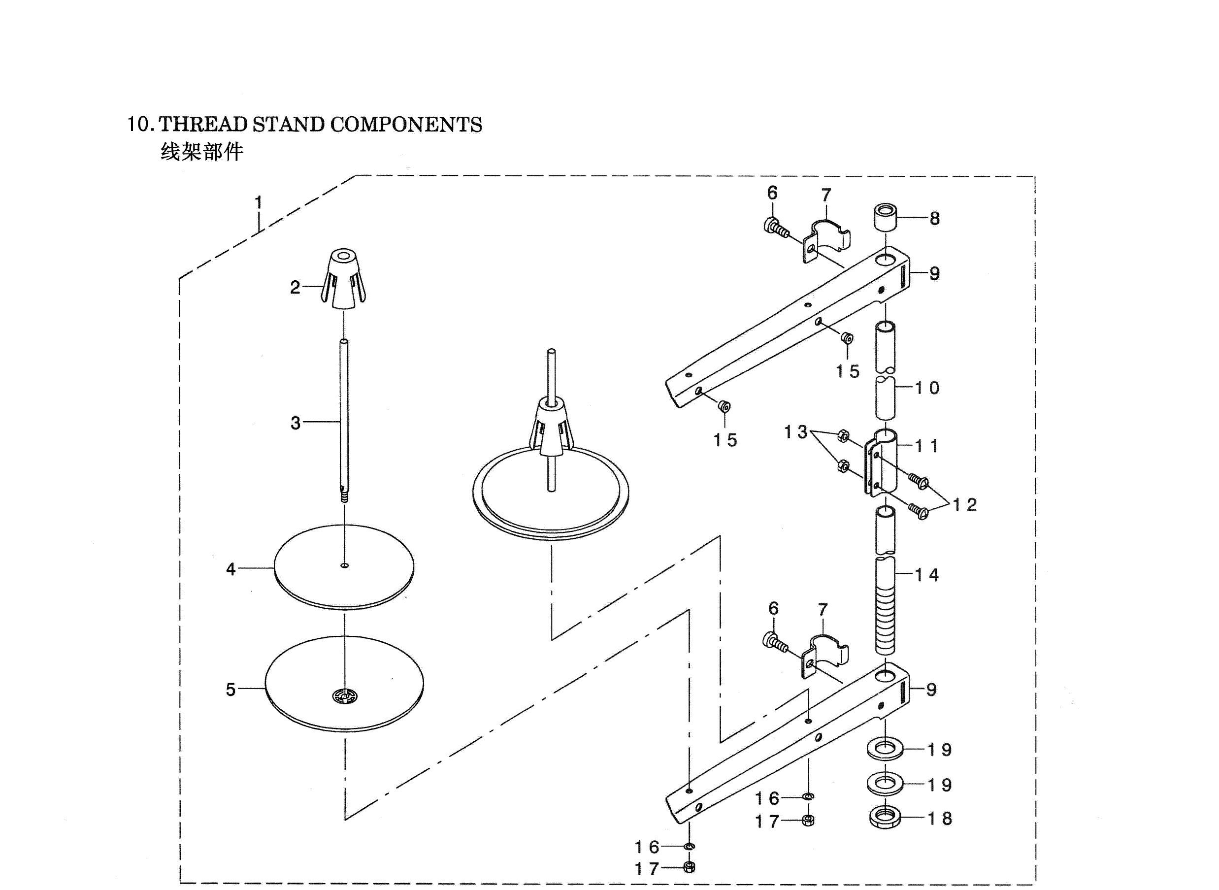 10 THREAD STAND COMPONENTS