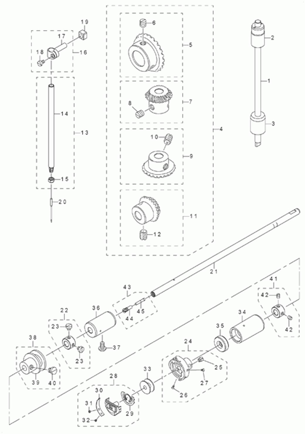 DLN-6390-7 - 3.NEEDLE BAR, UPRIGHT SHAFT & HOOK DRIVING SHAFT COMPONENTS