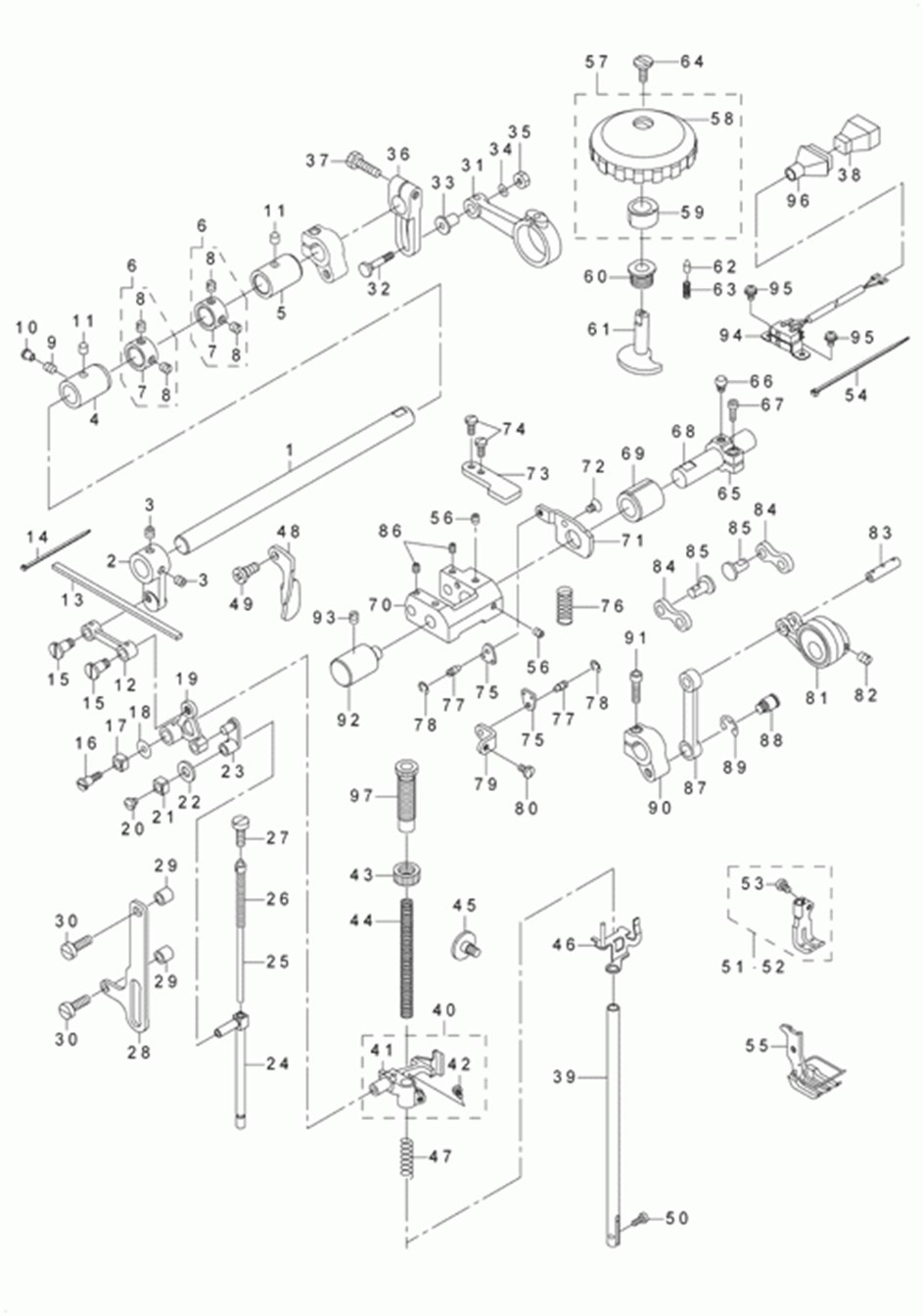 LU-1560 - 5.PRESSURE ADJUSTING & UPPER FEED MECHANISM COMPONENTS