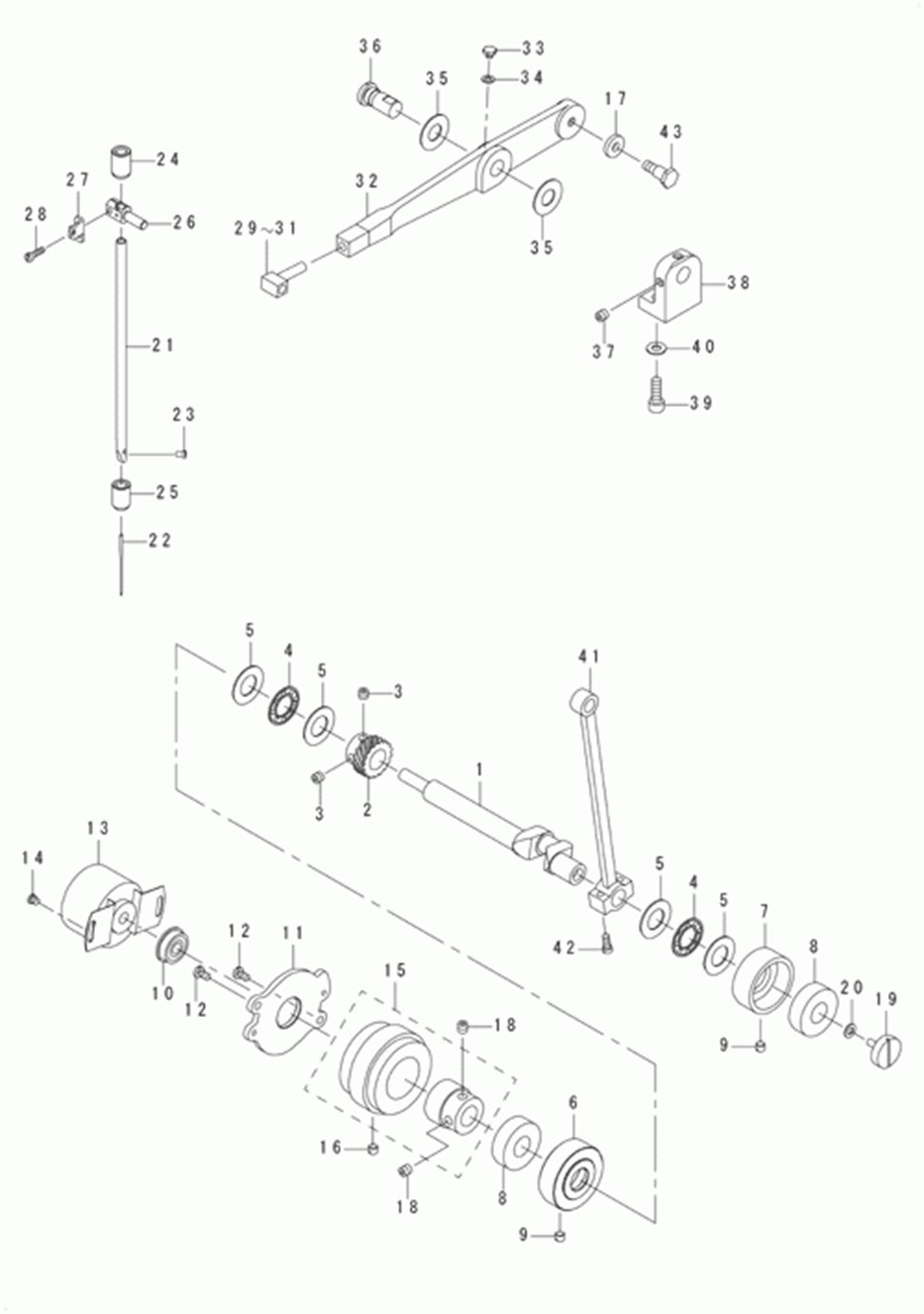 MB-1800ABR10 (с устройством для подачи пуговиц) - 7. NEEDLE BAR NEEDLE DRIVING PULLEY SHAFT COMPONENTS