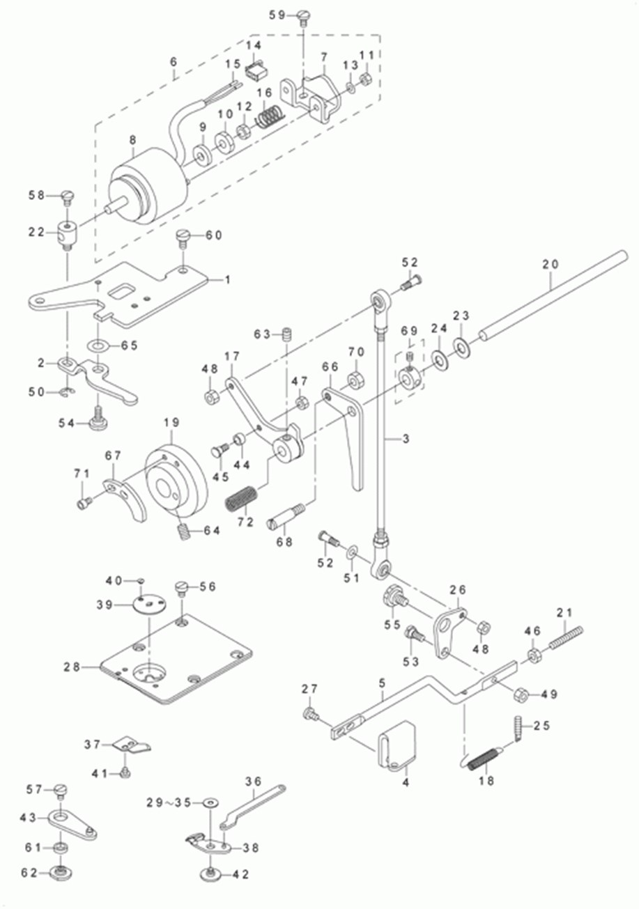 MOL-254 - 6. TENSION RELEASE & THEREAD TRIMMER MECHANISM COMPONENTS