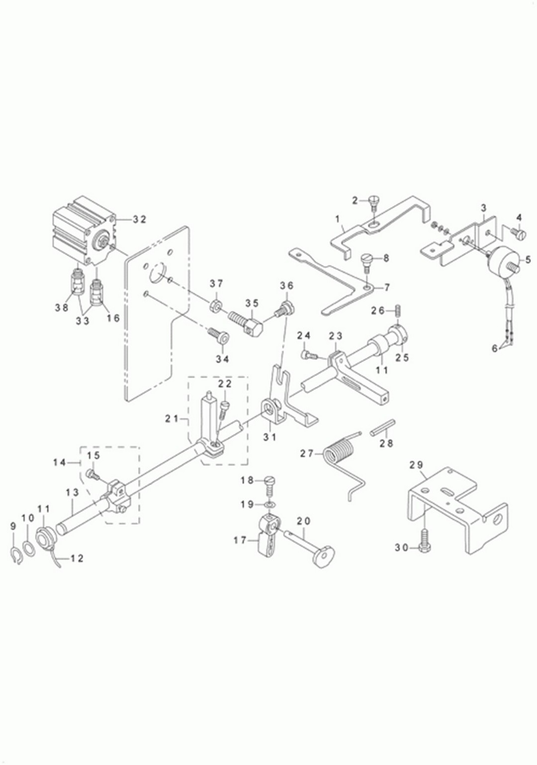 LU-2210N-7 - 15.PRESSER LIFTER,AUTOMATIC PRESSER LIFTER & TENSION RELEASE MECHANISM COMPONENTS