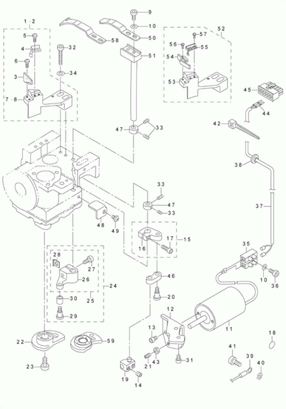 LU-2210N-7 - 7.RIGHT HOOK SHAFT BASE THREAD TRIMMER COMPONENTS