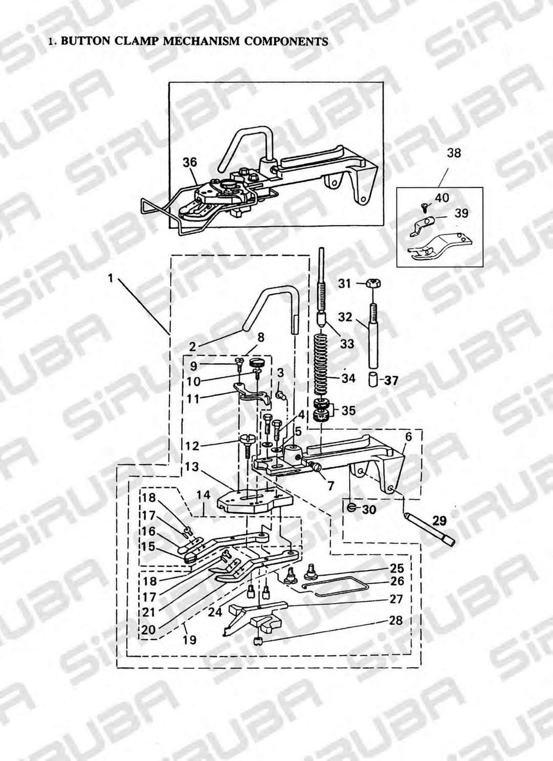 1 BUTTON CLAMP MECHANISM COMPONENTS фото