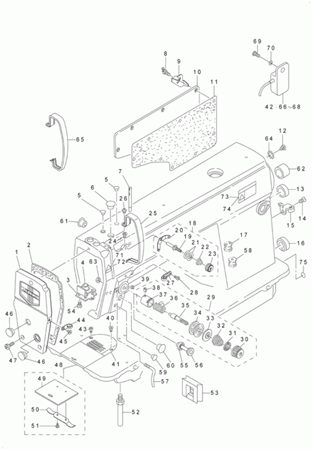 DLM-5400N-7 - 1. MACHINE FRAME & MISCELLANEOUS COVER COMPONENTS