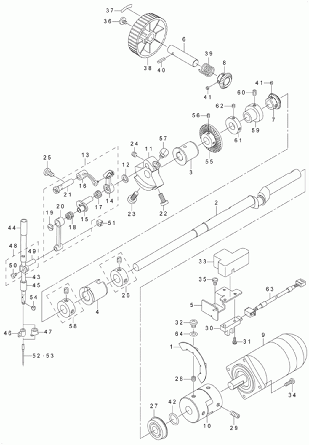 LK-1910 - 2.MAIM SHAFT & NEEDLE BAR COMPONENTS