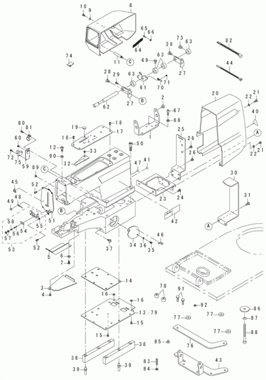 MB-1800ABR10 (с устройством для подачи пуговиц) - 1. FRAME & MISCELLANEOUS COVER COMPONENTS