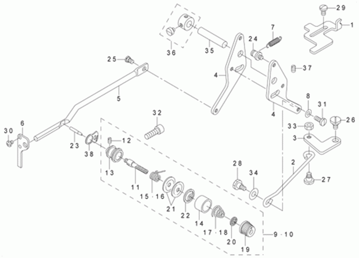 LK-1910 - 7.TENSION RELEASE & THREAD TENSION COMPONENTS