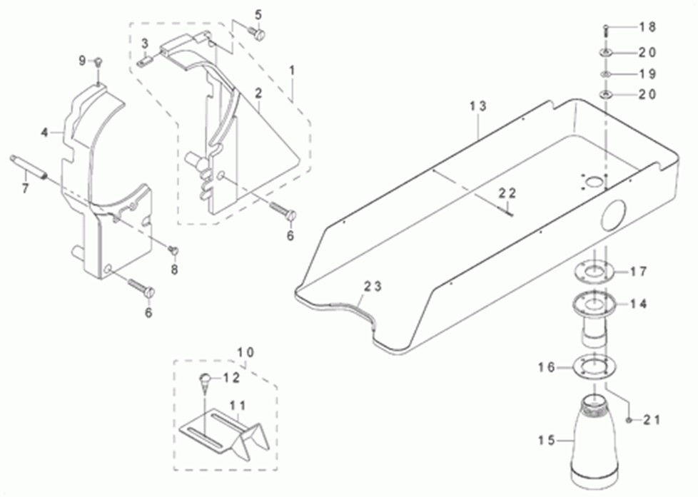 DNU-1541S - 12. BELT COVER & OIL RESERVOIR COMPONENTS