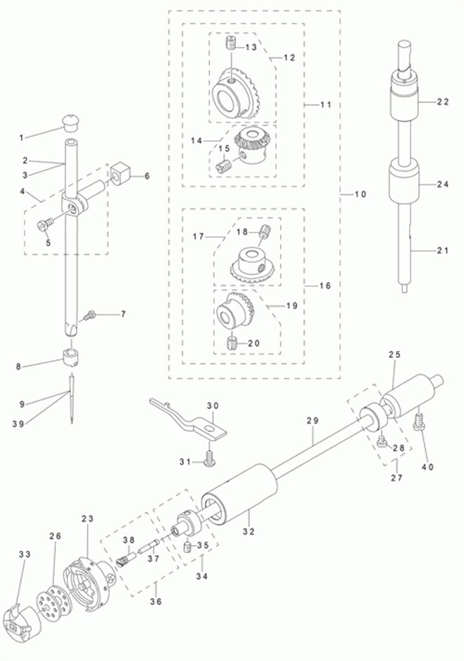 DLN-5410N - 3. NEEDLE BAR, UPRIGHT SHAFT & HOOK DRIVING SHAFT COMPONENTS