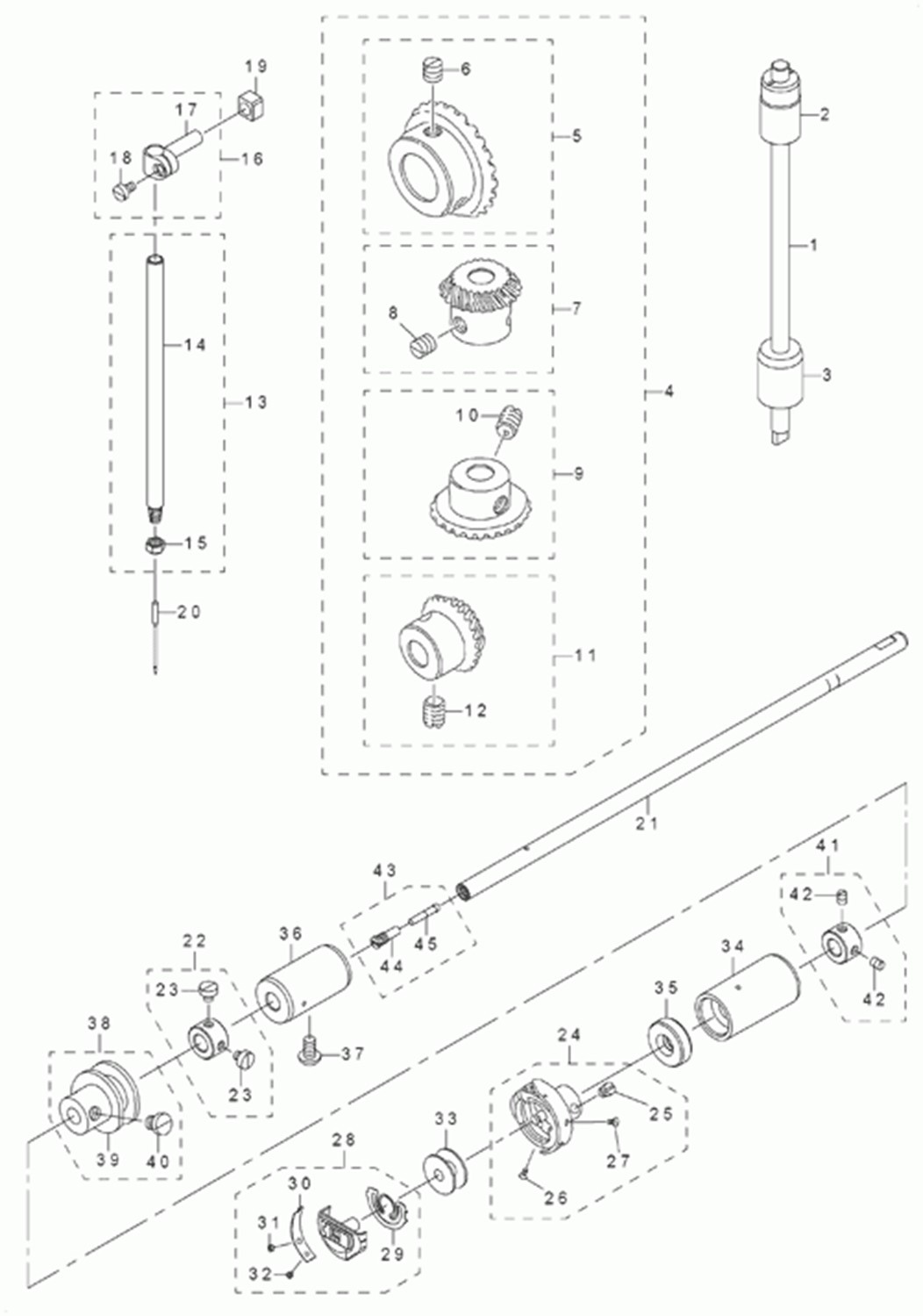 DLN-6390 - 3.NEEDLE BAR, UPRIGHT SHAFT & HOOK DRIVING SHAFT COMPONENTS