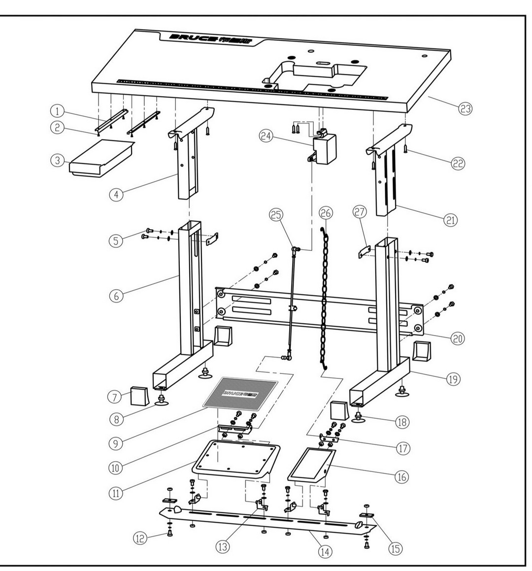 28 mechine stand table assy фото