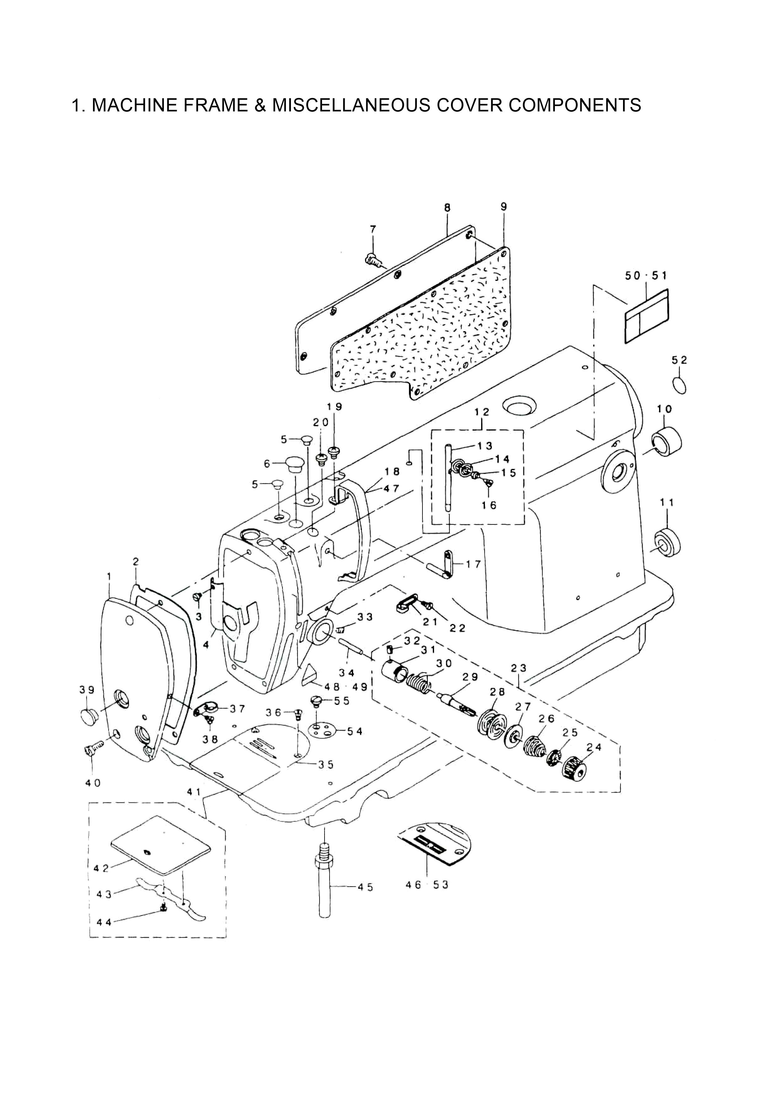 1 MACHINE FRAME MISCELLANEOUS COVER COMPONENTS