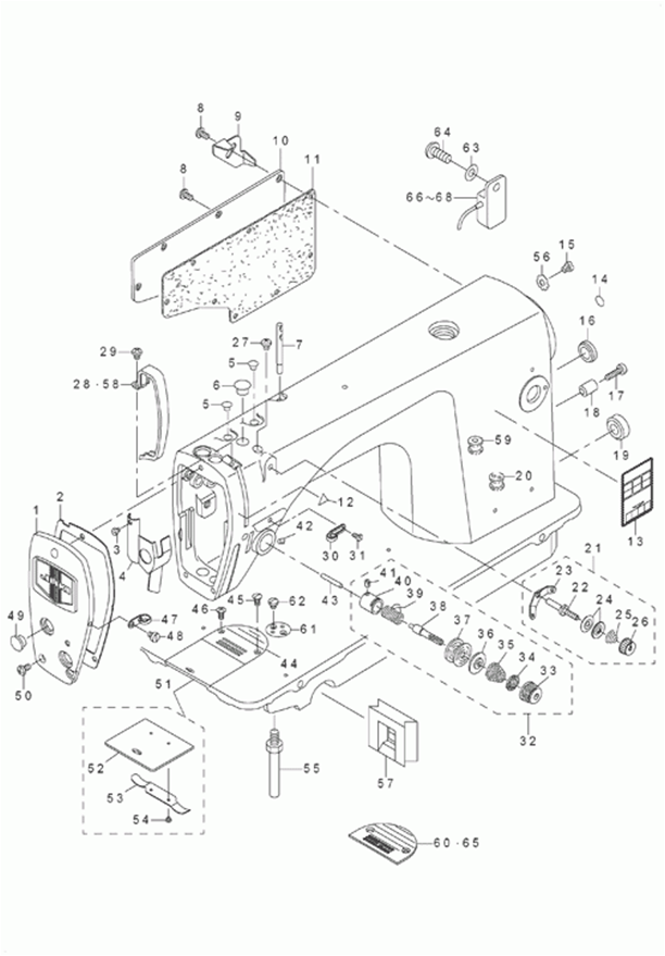 DDL-8700-7 - 1. MACHINE FRAME & MISCELLANEOUS COVER COMPONENTS