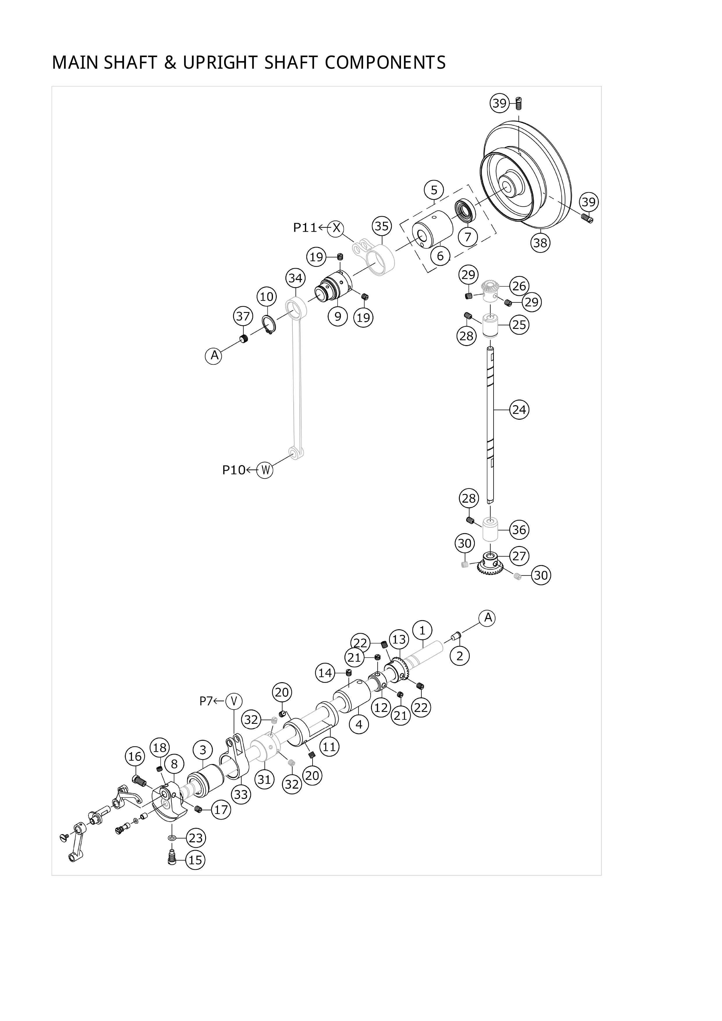 2. MAIN SHAFT & UPRIGHT SHAFT COMPONENTS