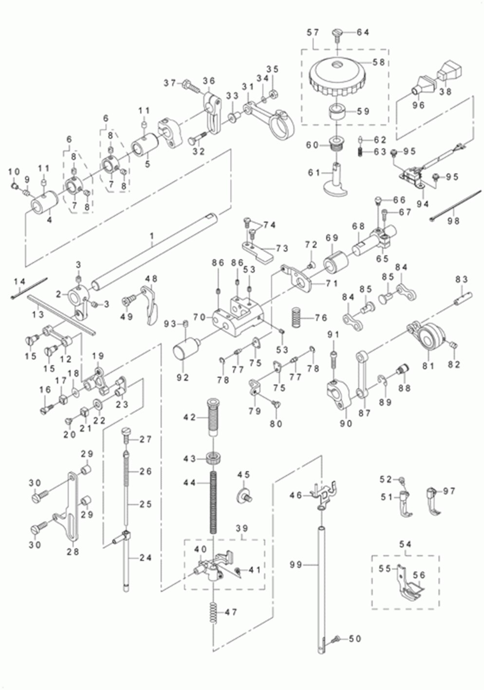 LU-1510 - 4.PRESSURE ADJUSTING & UPPER FEED MECHANISM COMPONENTS