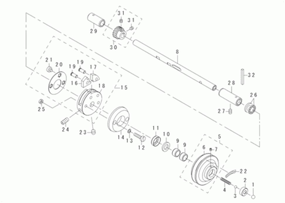 MB-1377 - 7. NEEDLE DRIVING PULLEY SHAFT COMPONENTS