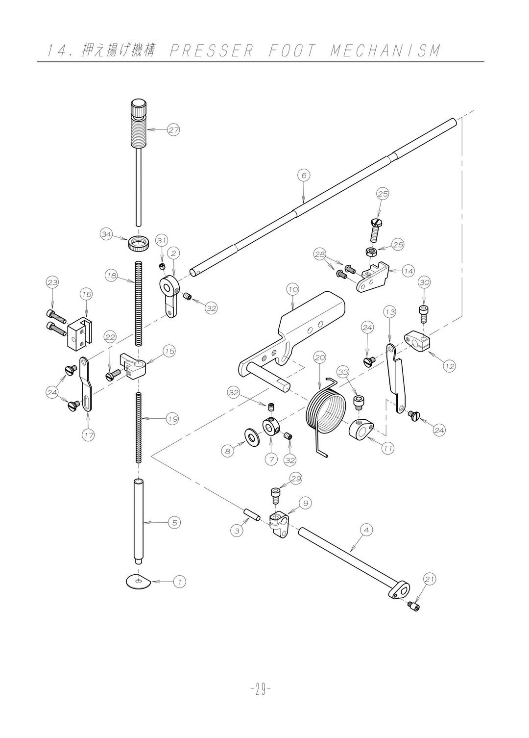 14 PRESSER FOOT MECHANISM